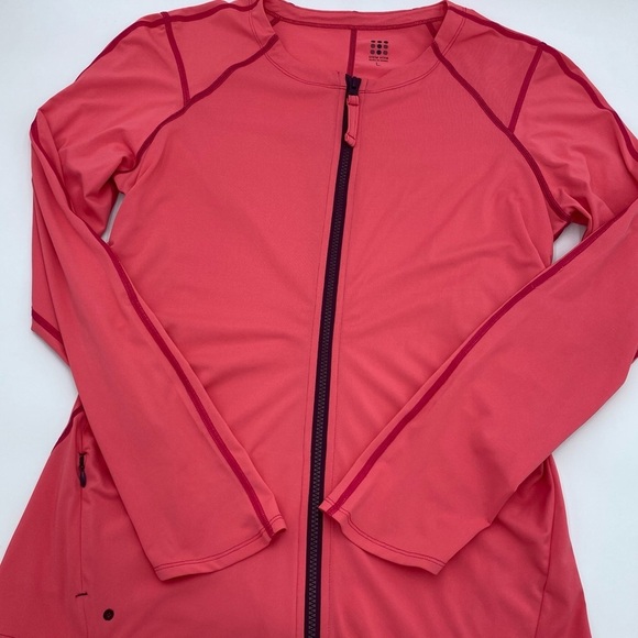 Title Nine Jacket Womens Large Coral Full Zip Lightweight Ruched Casual Track - Picture 1 of 6